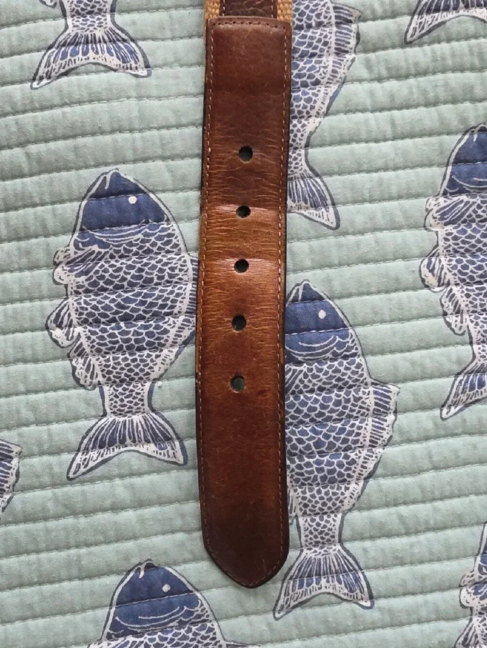 Columbia Men's Brown Leather & Tan Webbing Belt